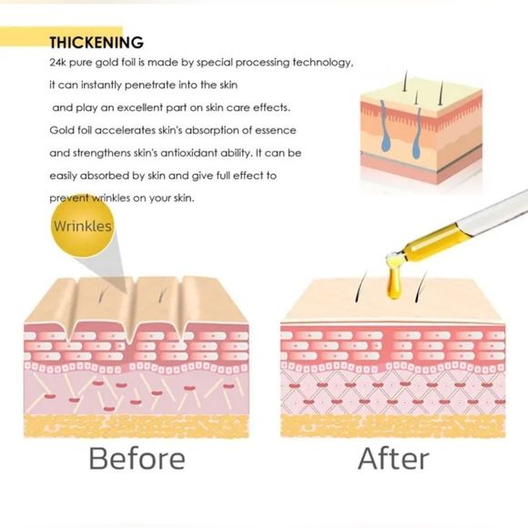 24k infused serum. Smoothes skin & wrinkles, brightens skin acne Korean - Picture 2 of 10